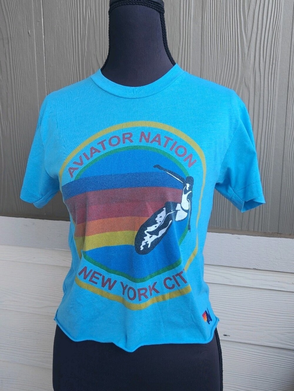 Aviator Nation Size XS Boyfriend Cropped T-shirt